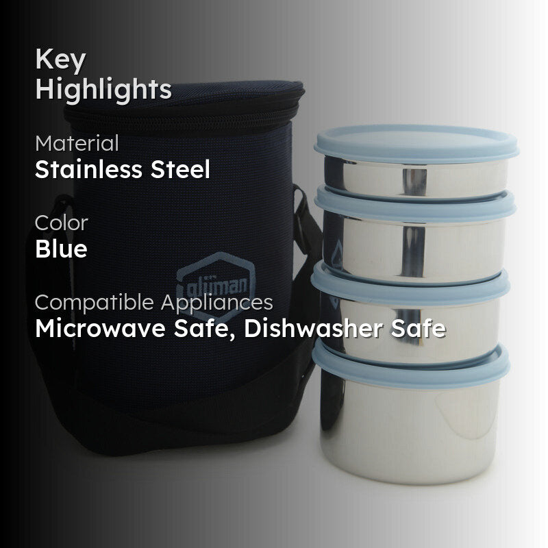 Darian Blue Lunch Box (500 ml/350 ml/200 ml) - Five Piece Set media 2