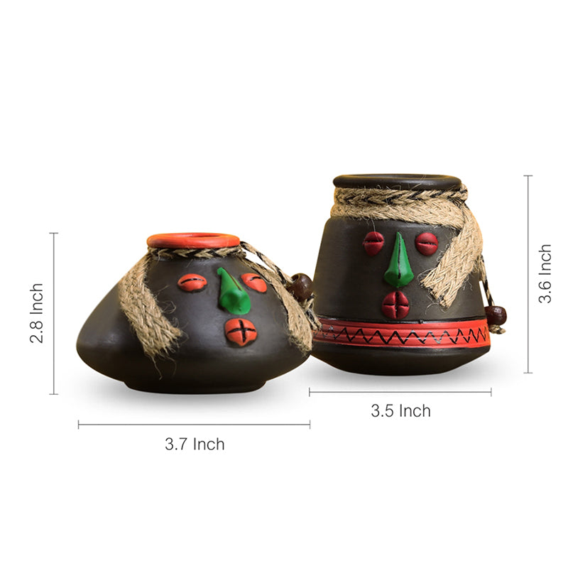 Pratima Handpainted Terracotta Vase - Set Of Two media 5