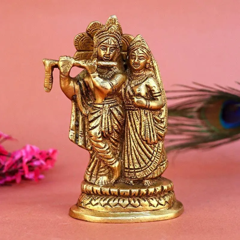Divine Brass Radha Krishna Idol media 1