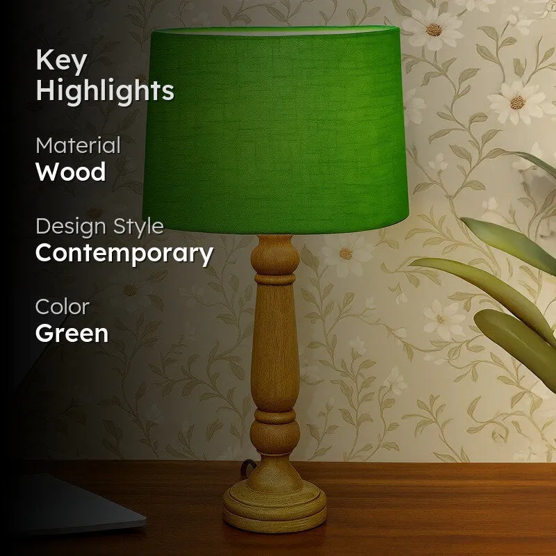 HavenGlow Peaceful Wooden Table Lamp - Green media 2