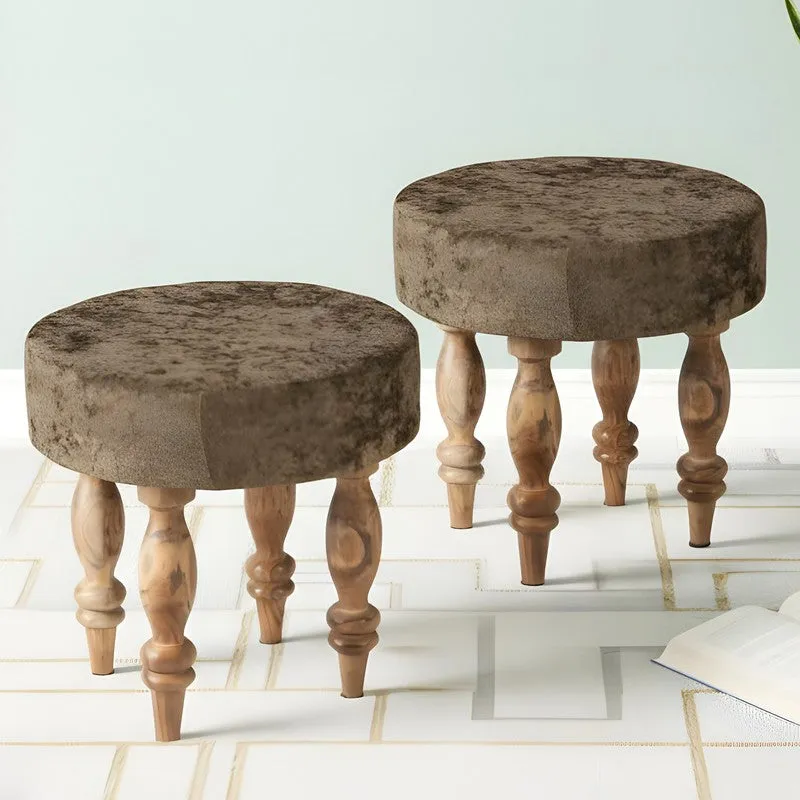 Rirox Sheesham Wooden Stools (Brown) - Set Of Two media 1
