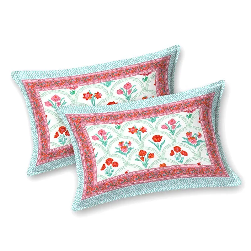 Heritage Touch Cotton Bedsheet (White,Pink) - 120 TC media 3
