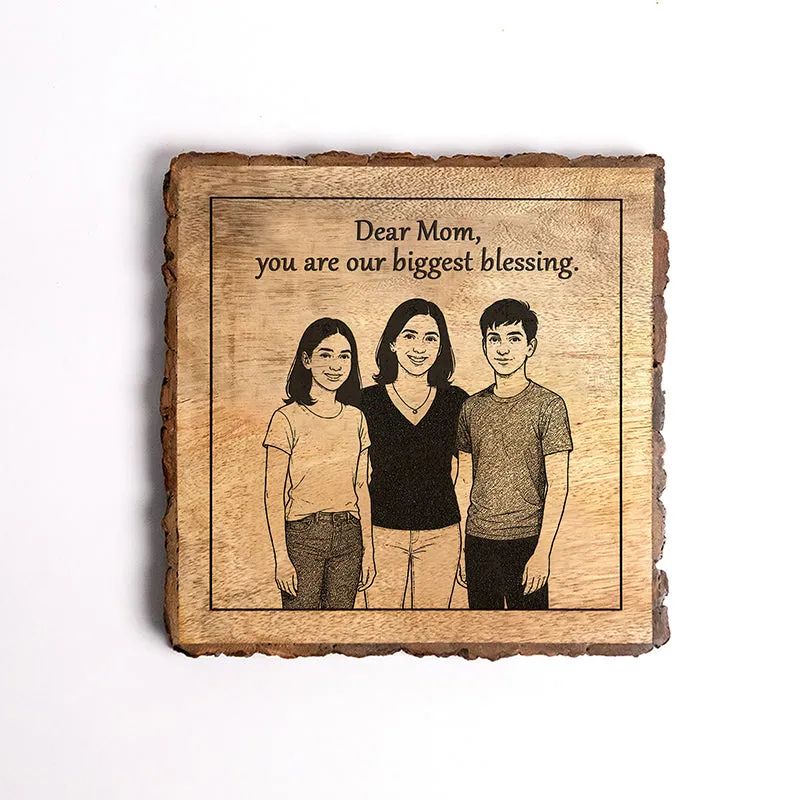 Mom: Our Biggest Blessing Wood Showpiece - Square media 5