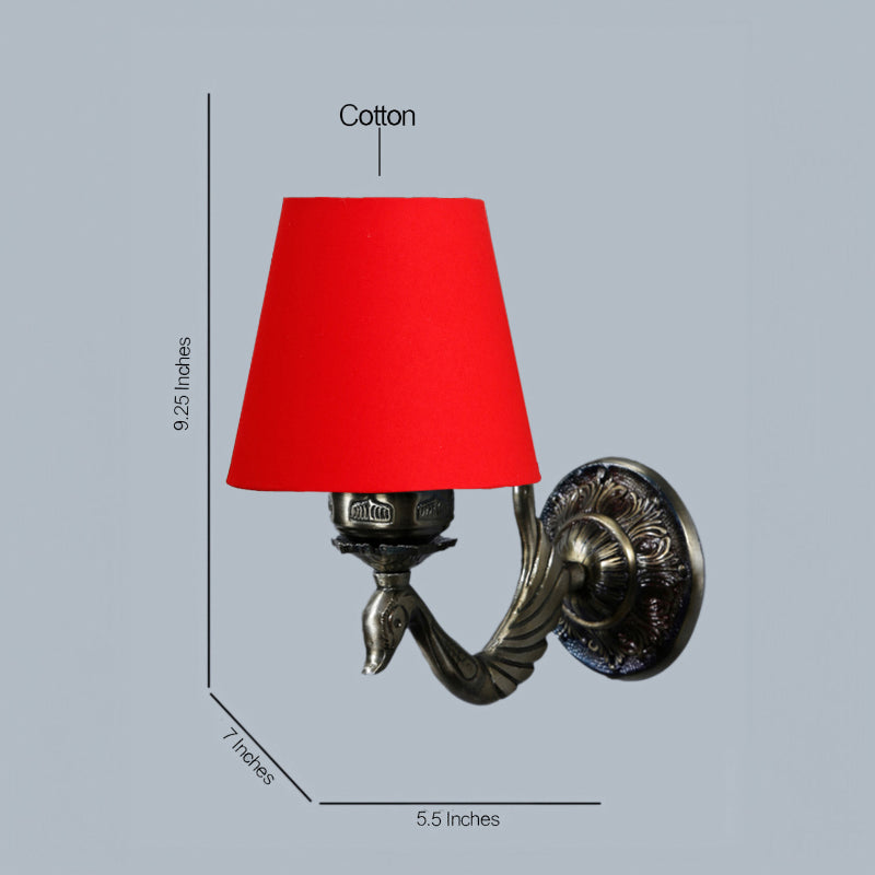 Amro Retro Conical Fabric & Metal Wall Lamp - Red media 4