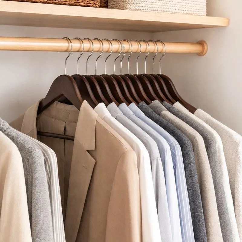 WardroFlex Wood Cloth Hanger - Set of Twelve media 1