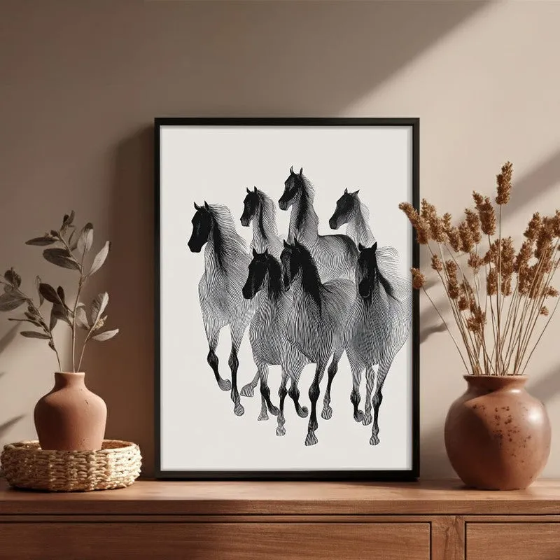 Wild Horse Cascade Wall Painting With Black Frame media 6