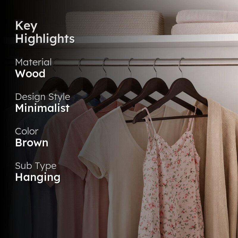 WardroPro Wood Cloth Hanger - Set Of Six media 2