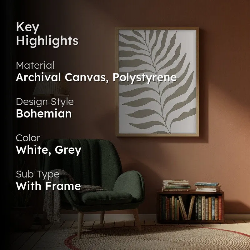 Neutral Bloom Canvas Wall Painting With Brown Frame media 2