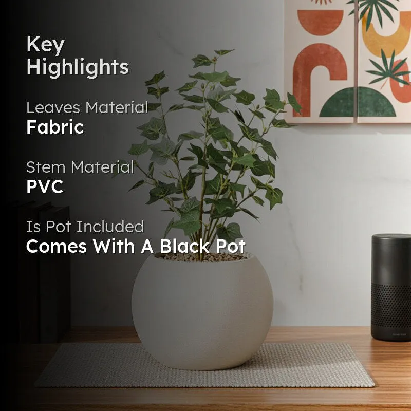 Artificial Small Plant With Black Fiber Pot (Green) - 1 Feet media 2