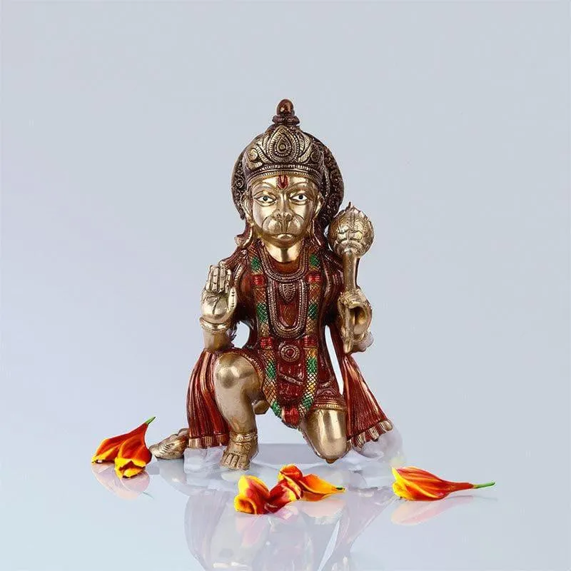 Sitting Hanuman Brass Idol media 1