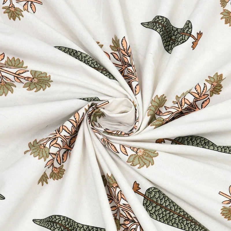 Desia Cotton Bedsheet (White,Green) - 240 TC media 5