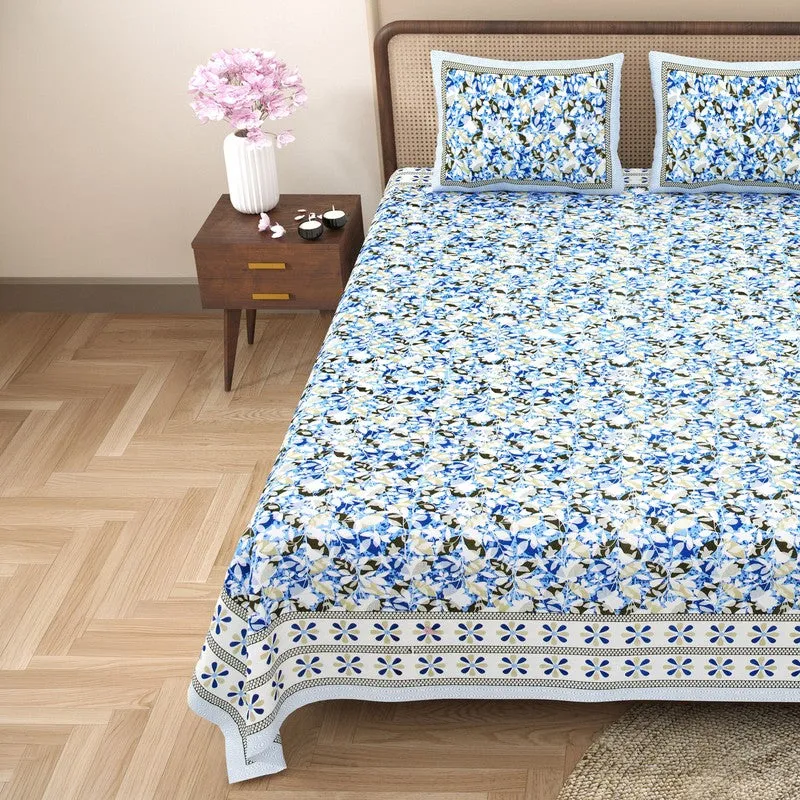 Rangix Cotton Bedsheet (Blue,White) - 240 TC media 4