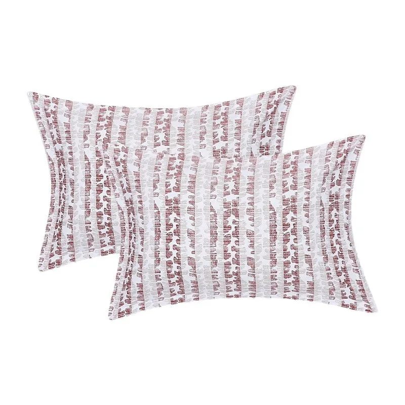 Monte Carlo Striped Ovals Cotton Bedsheet (White,Maroon) - 104 TC media 8