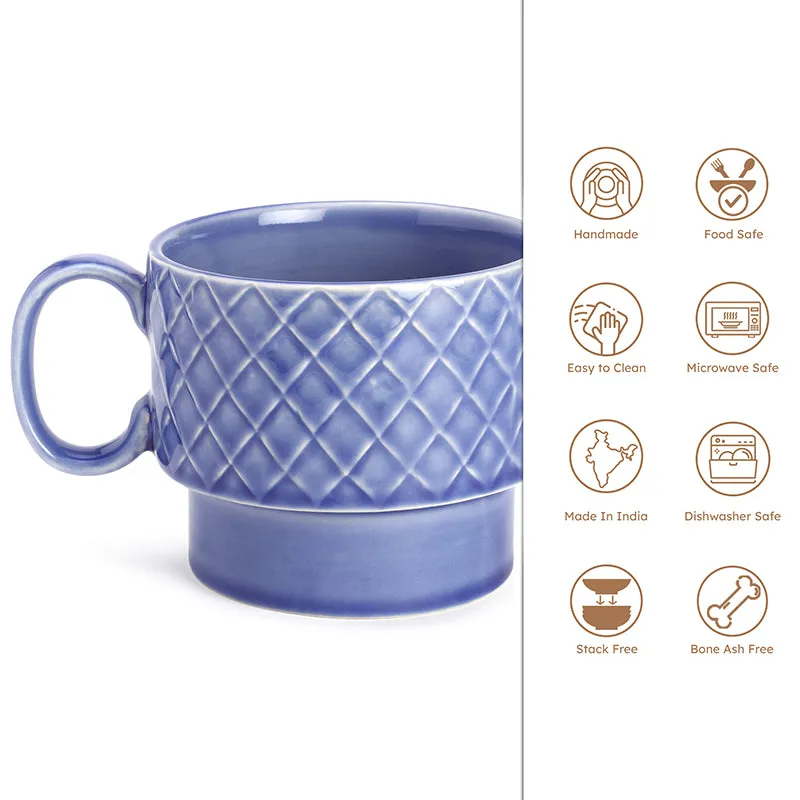 Fjord Ceramic Coffee Mug (500 mL Each/Mist Blue) - Set of Two media 5