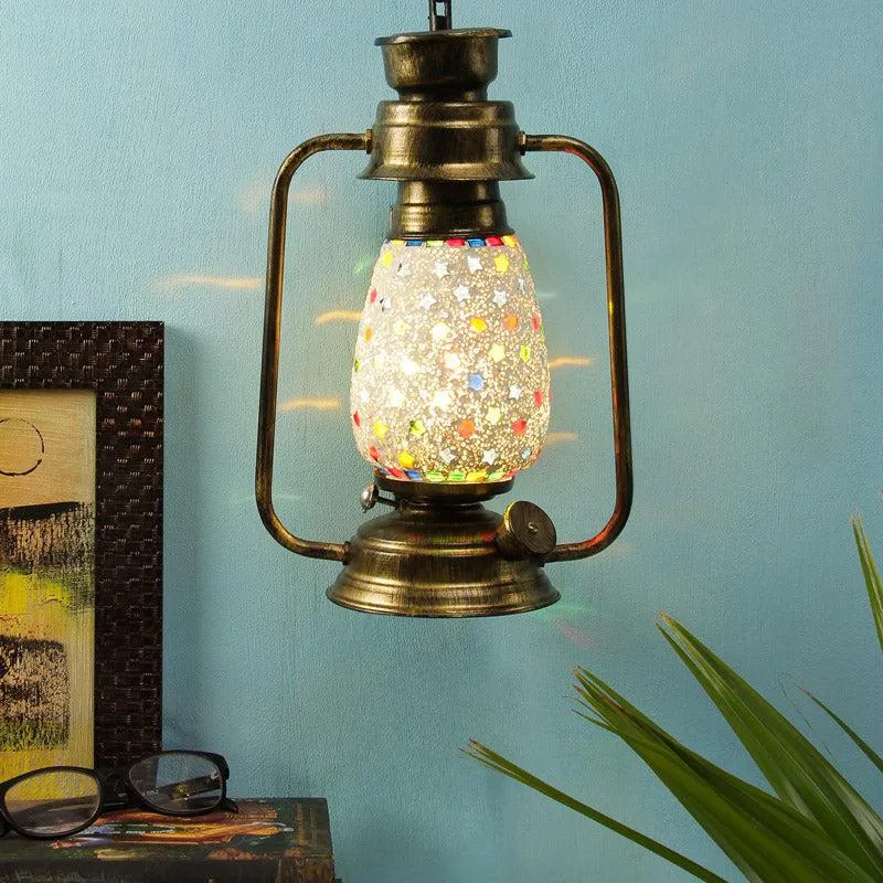 Divyara Mosaic Lantern Iron Wall Lamp - Gold media 1
