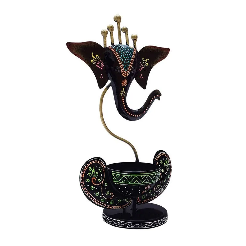 Sacred Ganesha Blessing Iron Tea Light Candle Holder media 6