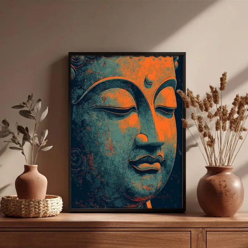 Vivid Serenity Buddha Archival Paper Wall Painting With Black Frame media 6