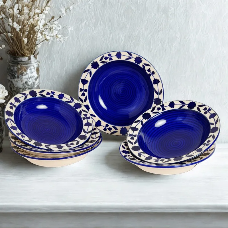 Regal Handcrafted Ceramic Pasta Plate (Blue) - Set Of Six media 4