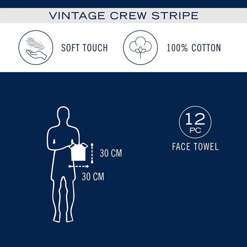Nautica towel information graphic showing cotton, soft touch, 12 face towels and 30 cm size