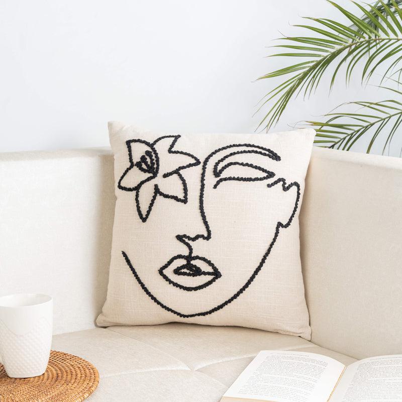 Inaya Embroidered Abstract Cushion Cover - Square media 2