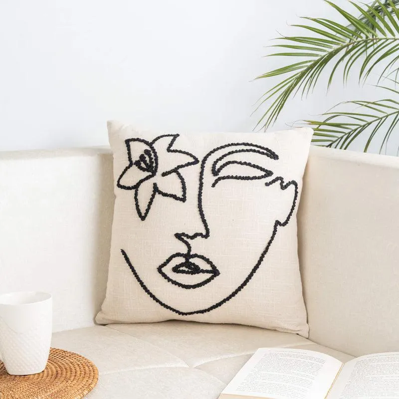 Inaya Embroidered Abstract Cushion Cover - Square media 2