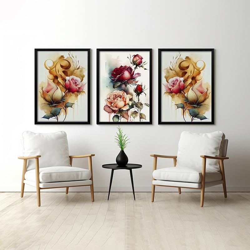 Velvet Ruzha Wall Art With Frame - Set Of Three