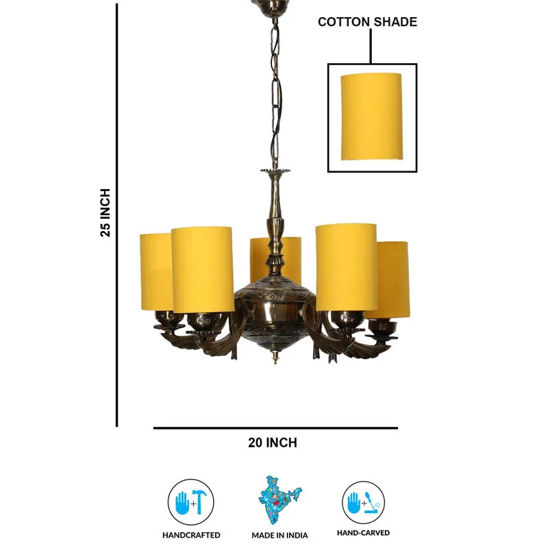 Ocher Cylindrical Golden Antique Ceiling Lamp media 6