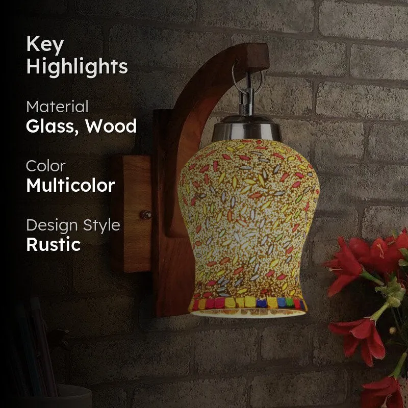 Nira Forma Mosaic Glass & Wooden Wall Lamp media 2