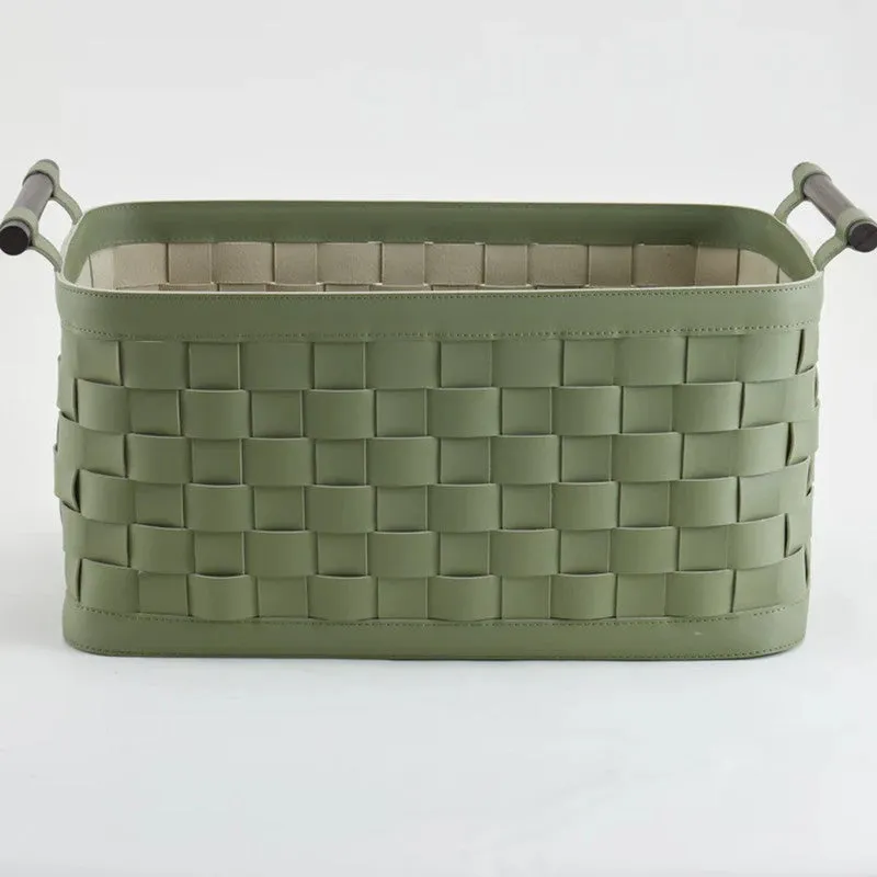 Elegra Faux Leather Storage Basket - Green media 4