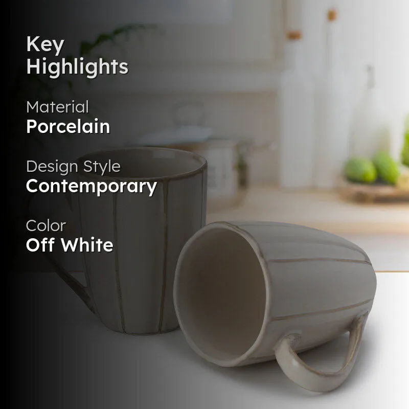 Ciro Porcelain Coffee Mug (300 mL Each/Off White) - Set of Two media 2