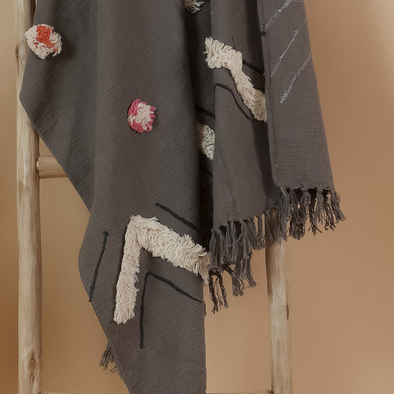 Pom Pom Tufts Cotton Throw media 5