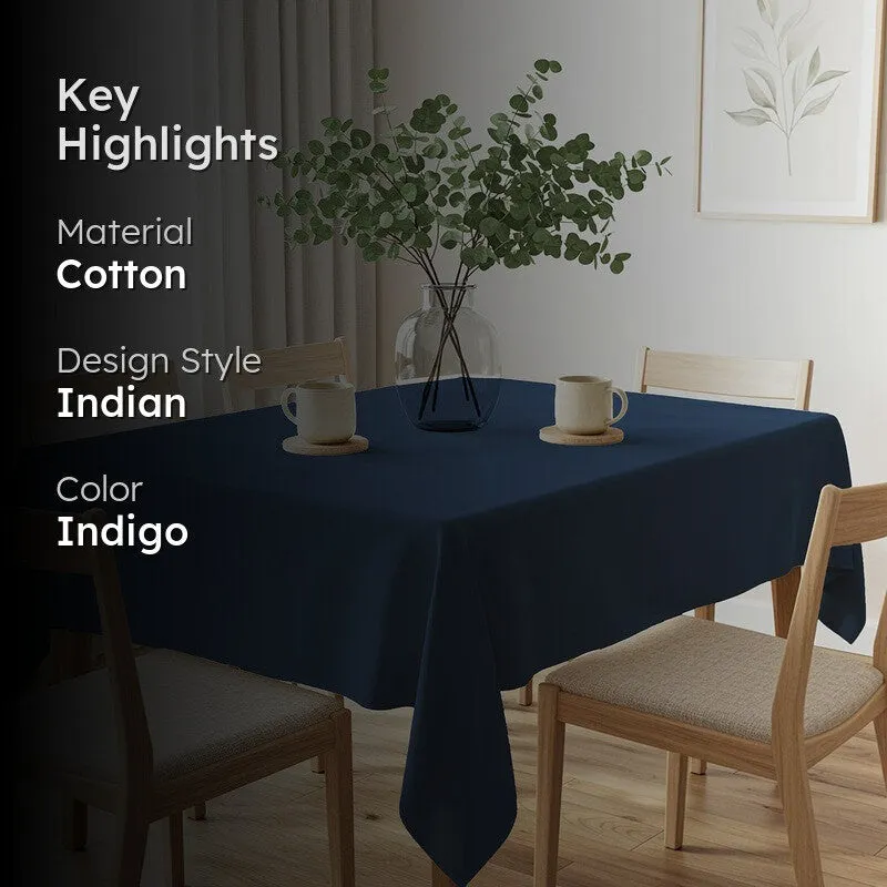 Urban Space Solid Indigo Cotton Table Cover - 2