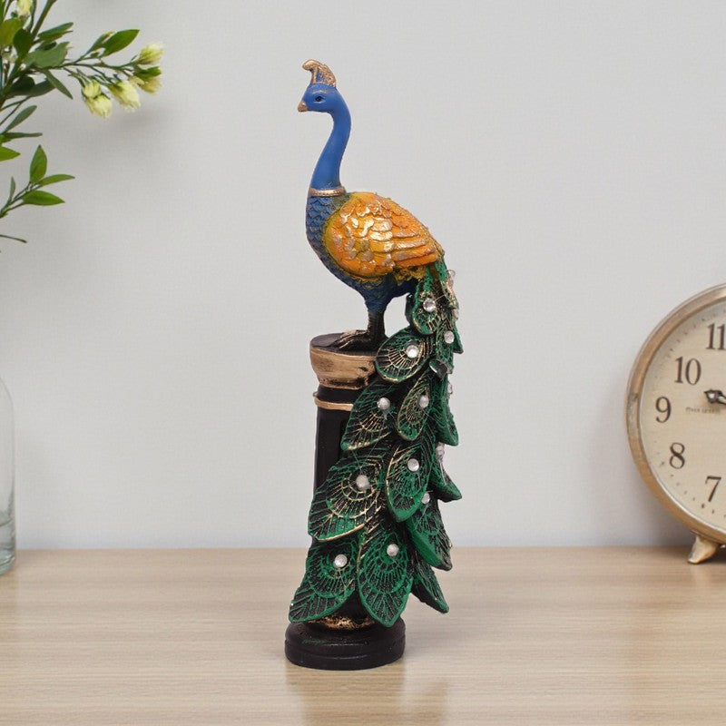 Opulent Peacock Polyresin Showpiece