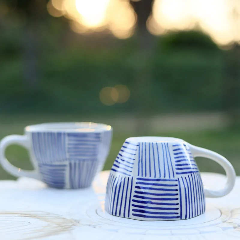 Bruna Ceramic Tea Cup (200 mL)/Blue,White) media 3
