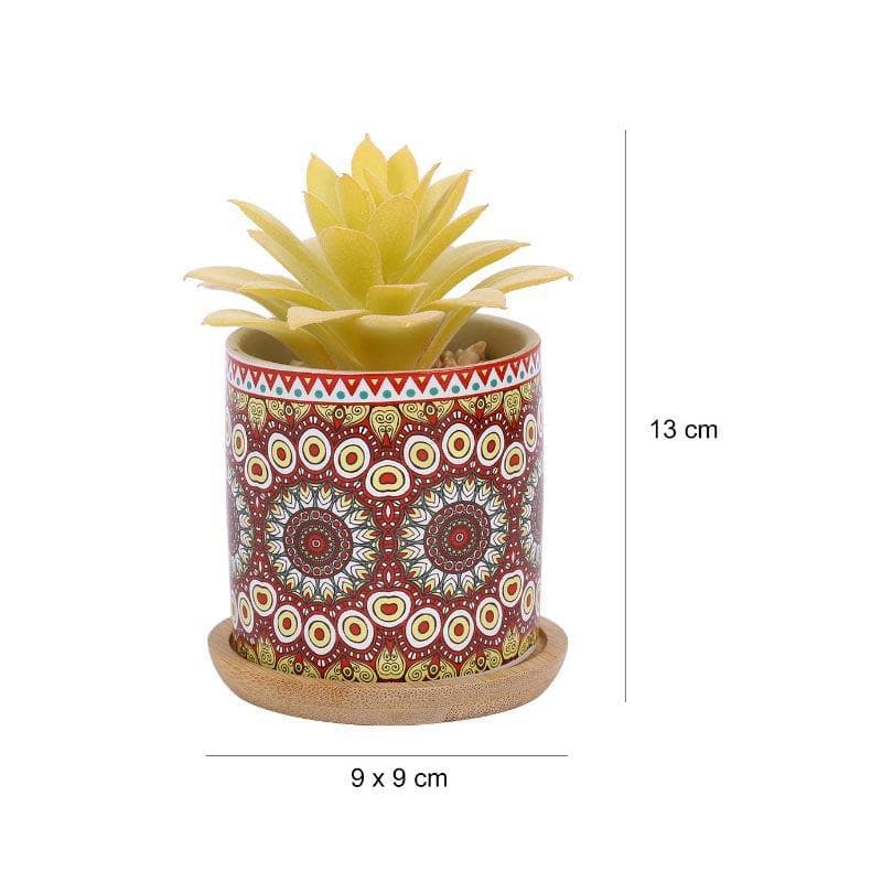 Faux Echeveria In Ethnic Pot - 12.5 cms media 4