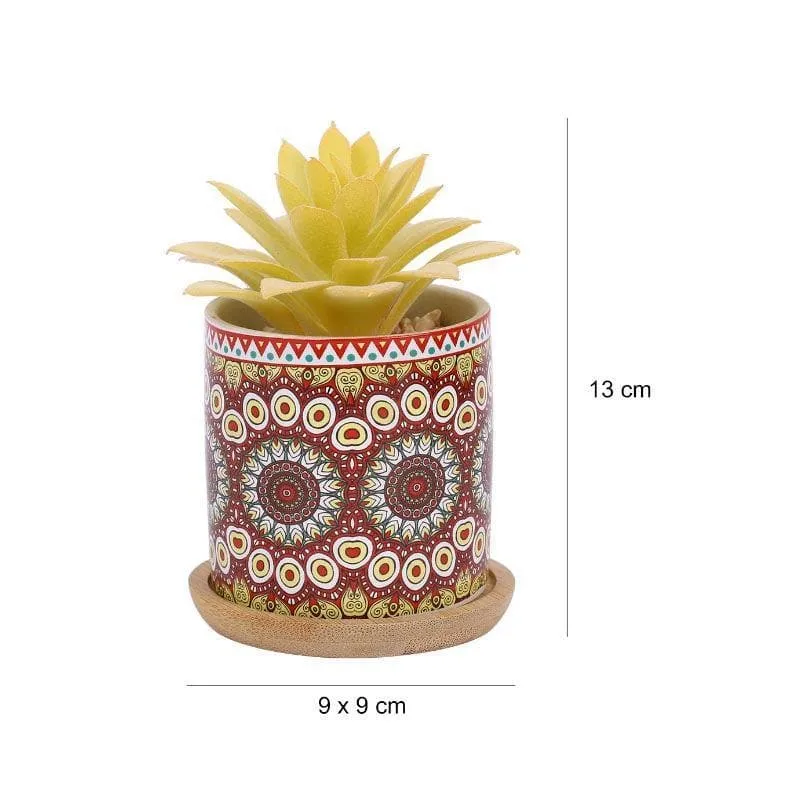 Faux Echeveria In Ethnic Pot - 12.5 cms media 4