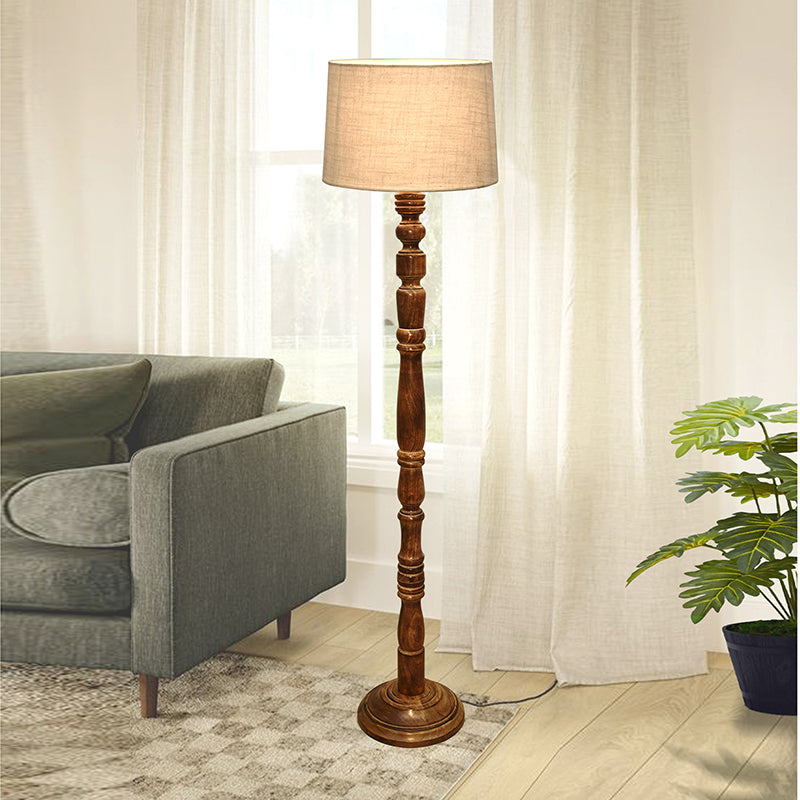 Elfin Curve Wooden Floor Lamp - Beige media 3