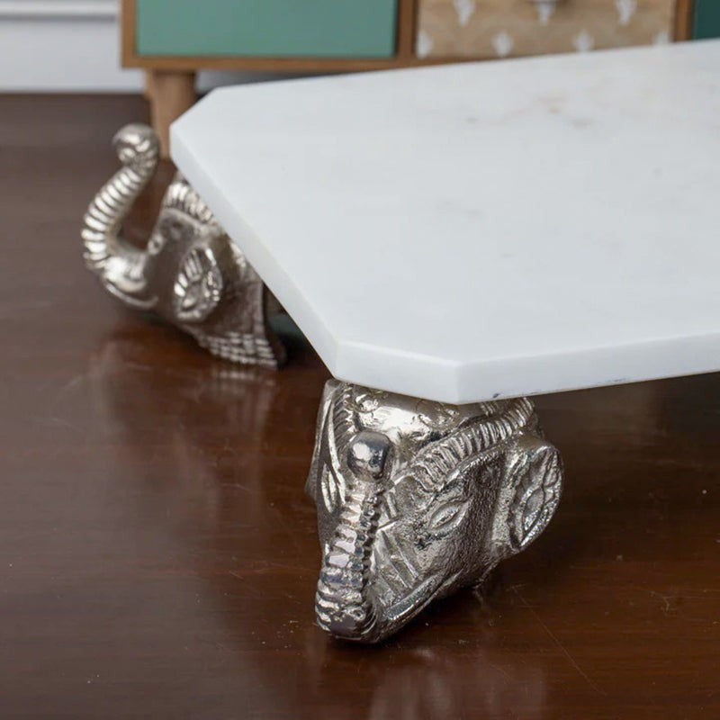 Tuskara Marble Pooja Chowki with Elephant Legs media 6
