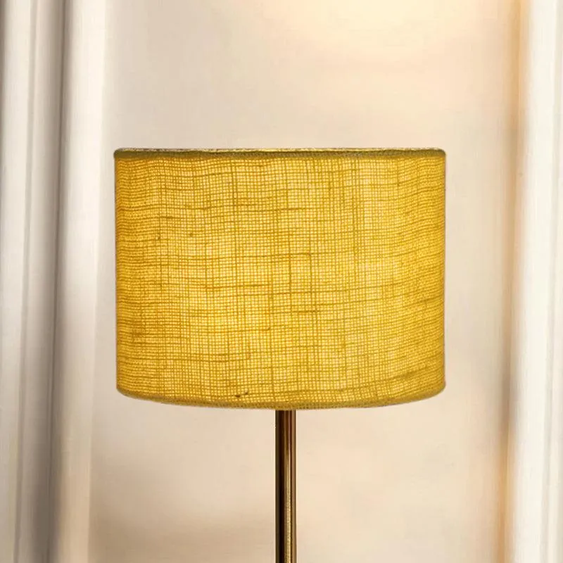 Loft Gleam Jute & Metal Table Lamp (Drum) - Yellow,Gold media 3