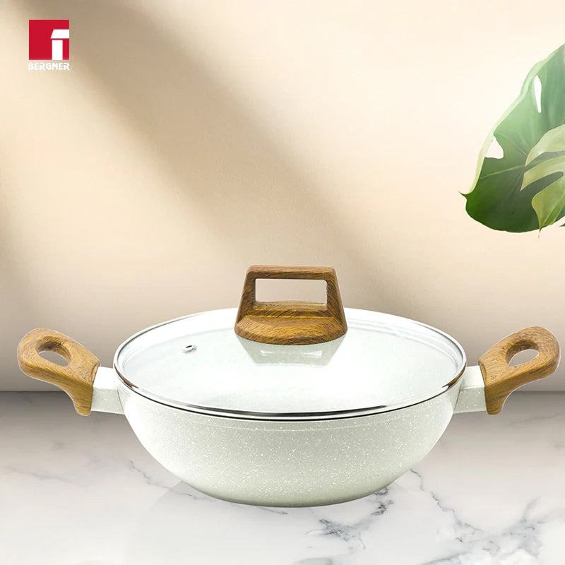 Bergner Smooth Sear Non-Stick Kadhai With Lid (26 cm/2000 mL) - Set of Two