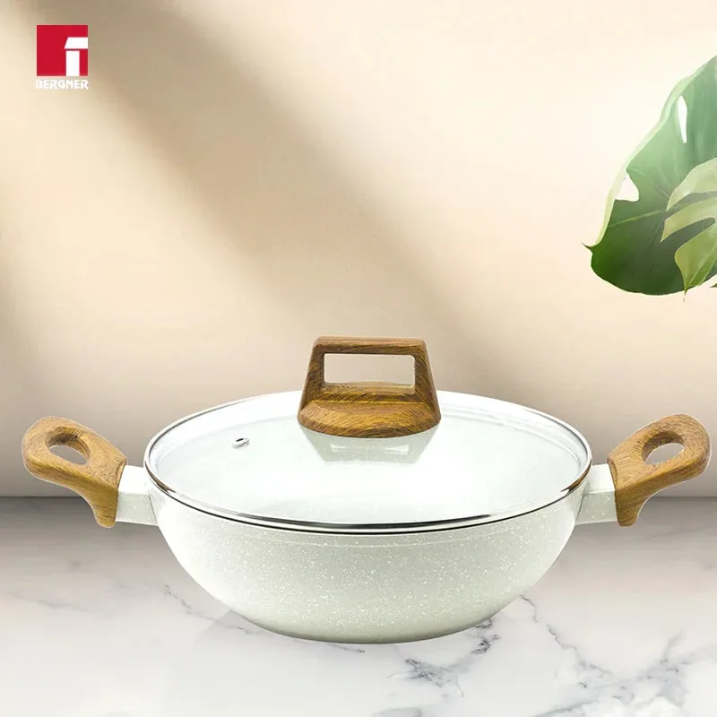 Bergner Smooth Sear Non-Stick Kadhai With Lid (26 cm/2000 mL) - Set of Two media 1