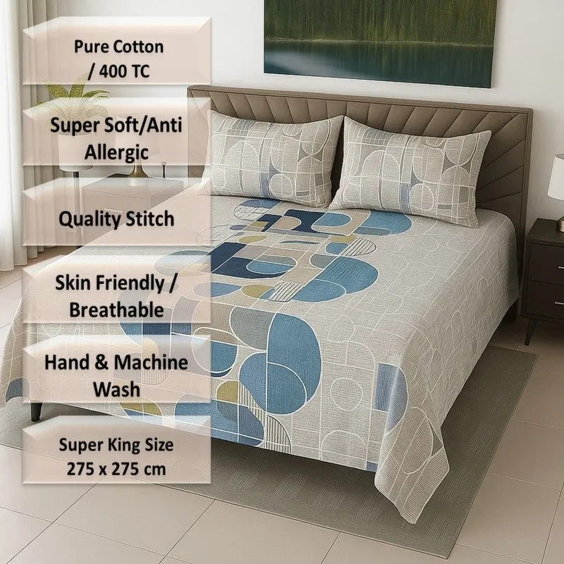 Textura Cotton Bedsheets (Blue,Off White) - 400 TC media 8