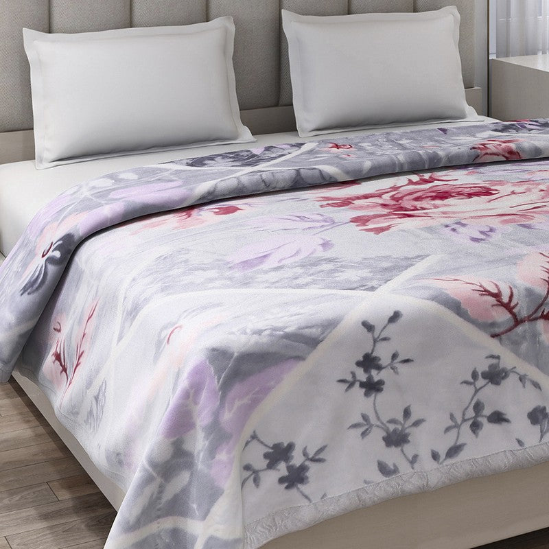 Monte Carlo Blossom Dreamscape Blanket (Grey,Pink) - 871 GSM media 4