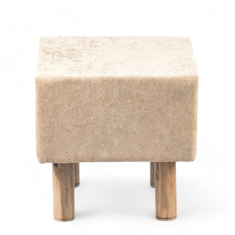 Trixon Acacia Wooden Ottomans - Beige media 3