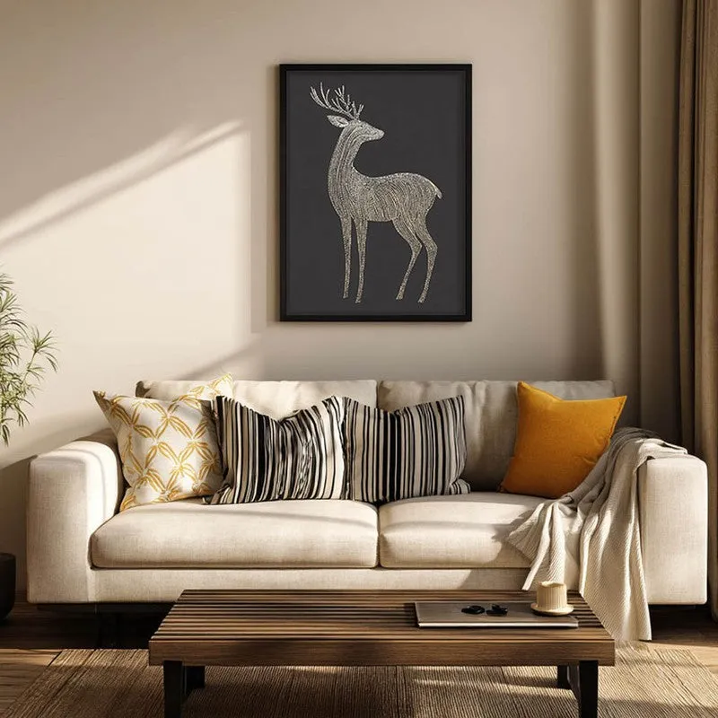 Majestic Deer Illustration Canvas Wall Painting With Black Frame media 5