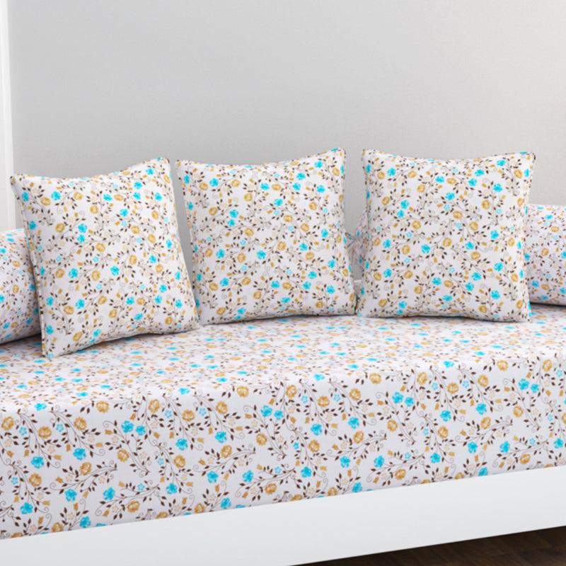 Petal Pavilion Floral Cotton Diwan Set - Blue media 3