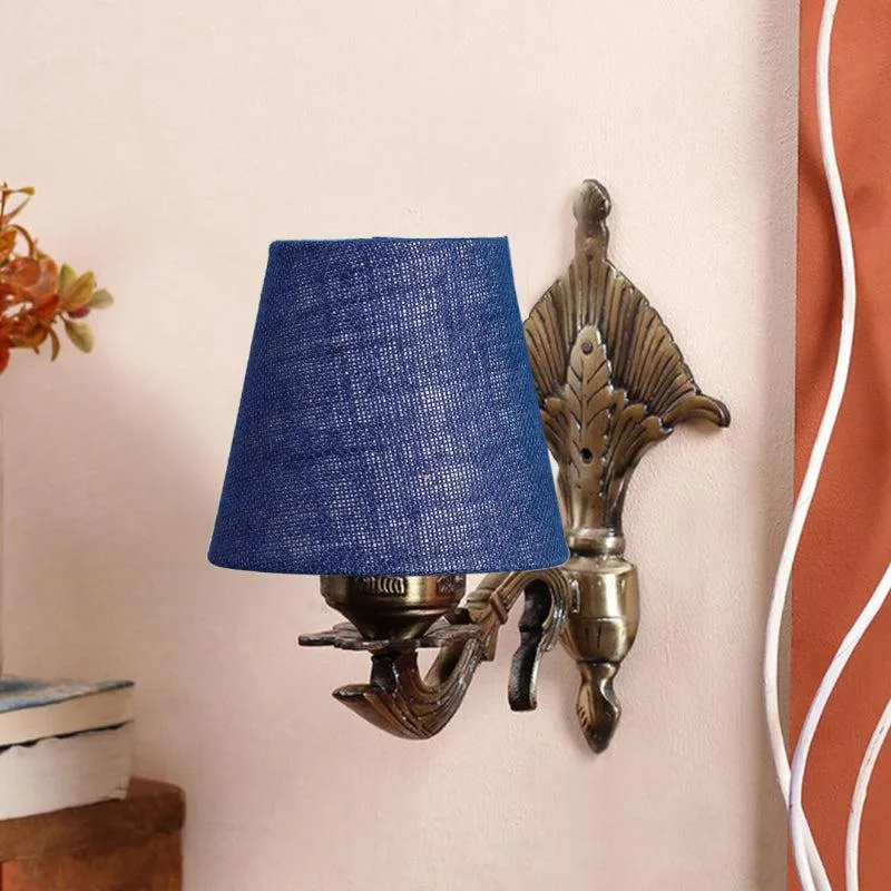 Magda Masique Conical Fabric & Metal Wall Lamp - Blue media 3