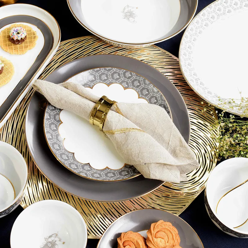 Gilded Legacy 24k Gold Brushed Porcelain Dinner Set (Grey) - 21 Piece Set media 4