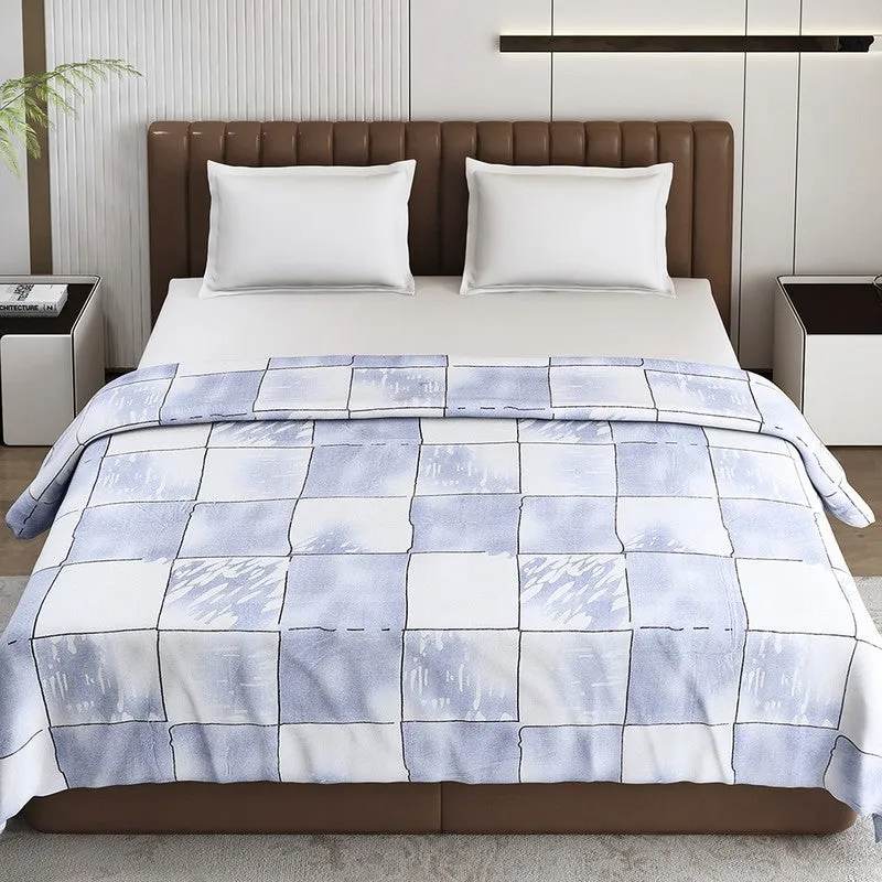 Monte Carlo Bluemod Checks Print Polyester Blanket (Grey) - 210 GSM media 3