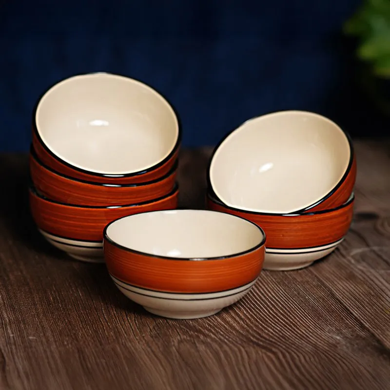 Nibble Ceramic Snack Bowls (Red,White, 180 mL Each) - Set Of Six media 4